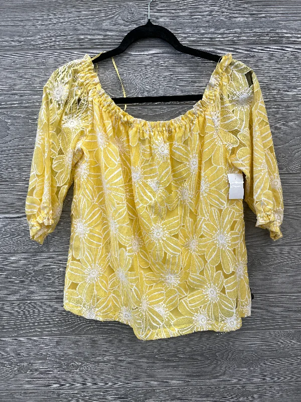 Blouse 3/4 Sleeve By Sweet Rain In Yellow, Size: M