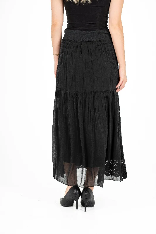 Embroidered Front Pull-On Woven Skirt