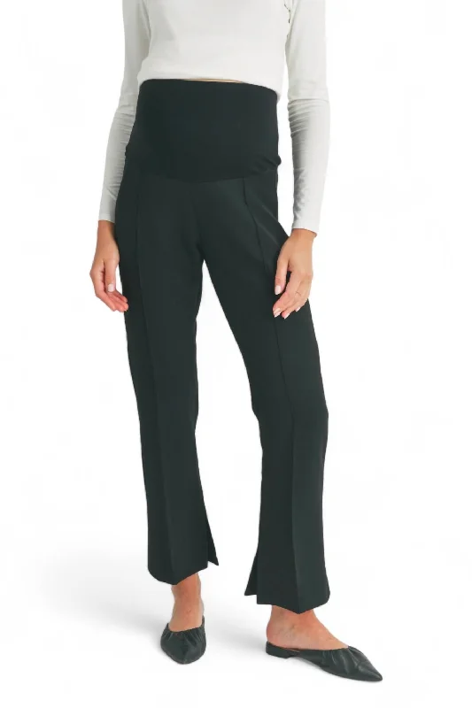 Bootcut Maternity Pants With Slit In Black