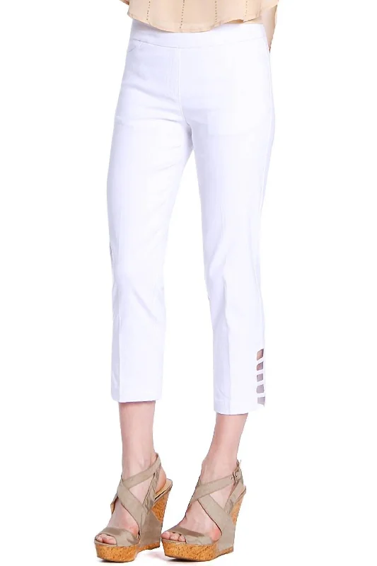 Crop Pant With Pockets & Strap Hem Vents In White