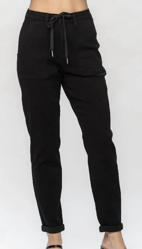 Double Cuff Joggers In Black