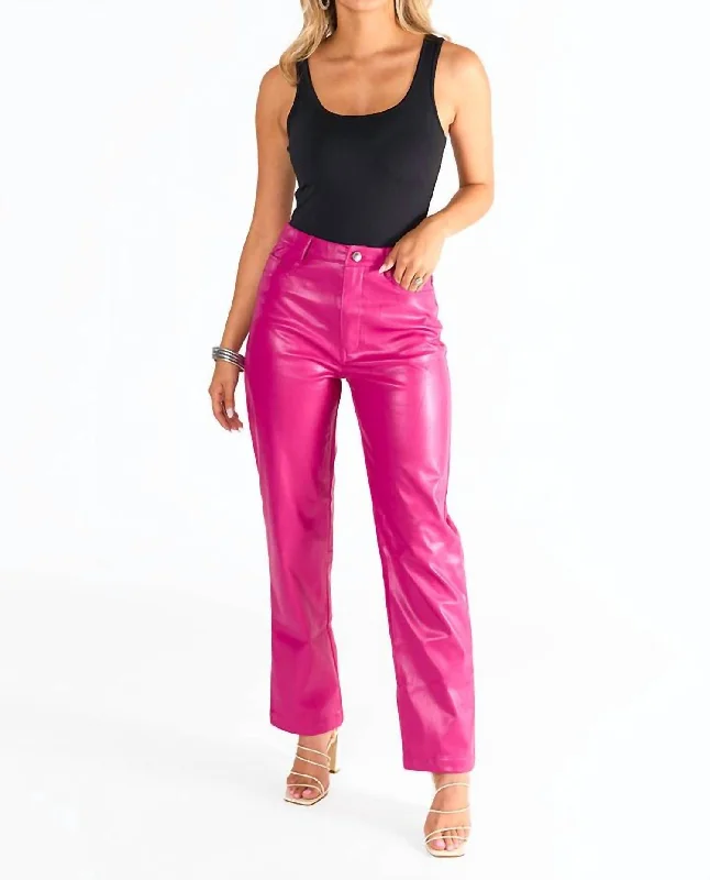 Gomez Vegan Leather Pants In Fuchsia