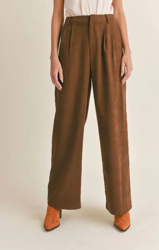 Meet Me Pleated Pants In Brown