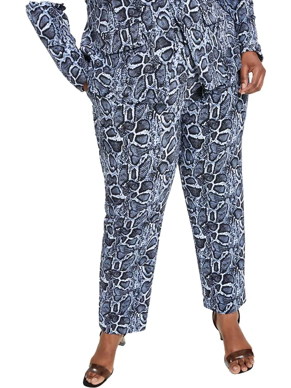 Plus Womens Snake Print Trendy Dress Pants