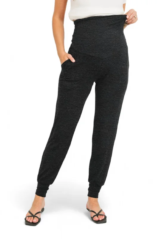 Rayon Modal Maternity Jogger Pants In Black