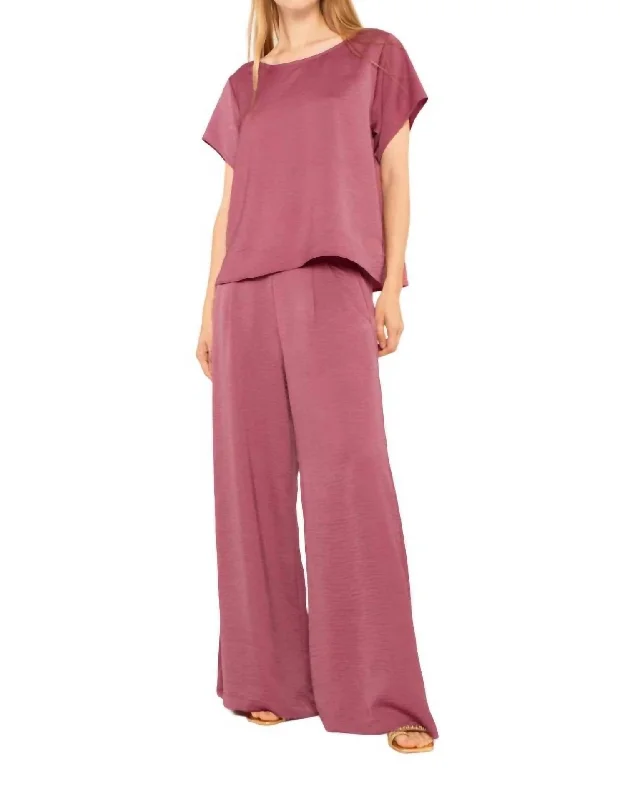 Satin Crepe Yacht Pant In Mulberry