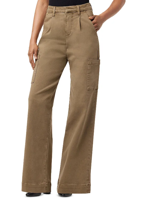 Womens High Rise Pleated Cargo Pants