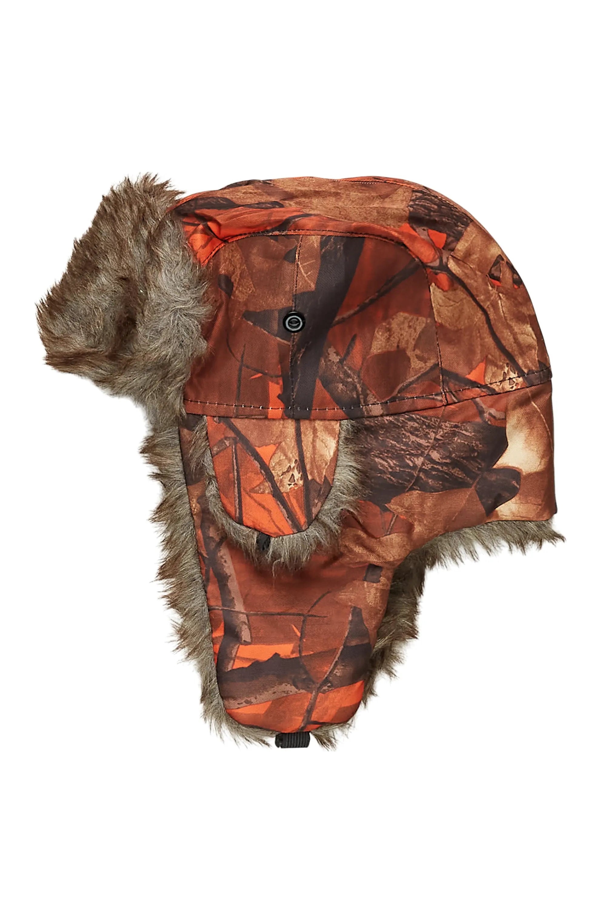 Saburo Orange Tree Camo Faux Fur Trapper Hat