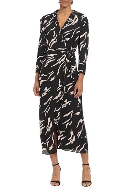 Long Sleeve Abstract Dress | Black/Blush