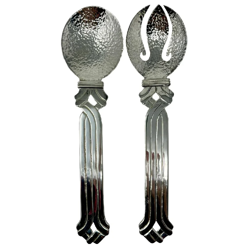 Postmodern Los Castillo Mexican Silver Salad Server Set