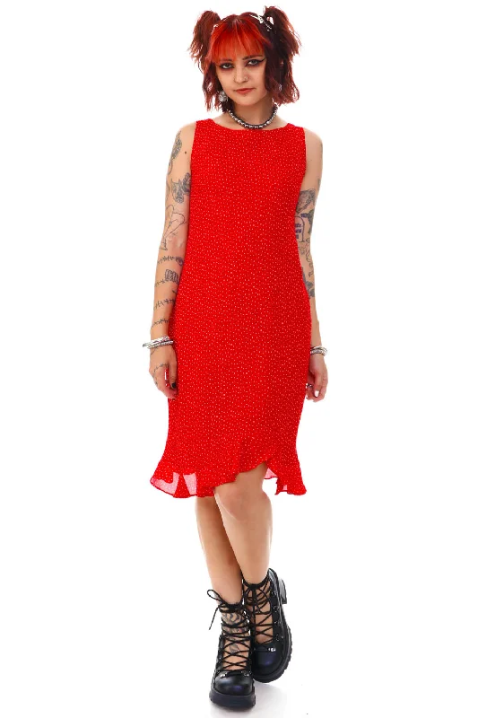 Vintage 90's Red Polka Dot Tank Dress - S