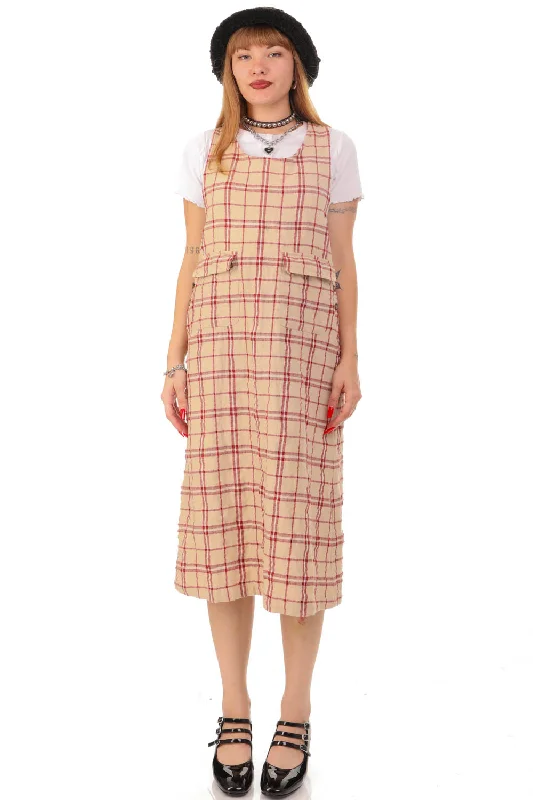 Vintage Y2K Plaid Tank Overall Dress - S/M/L