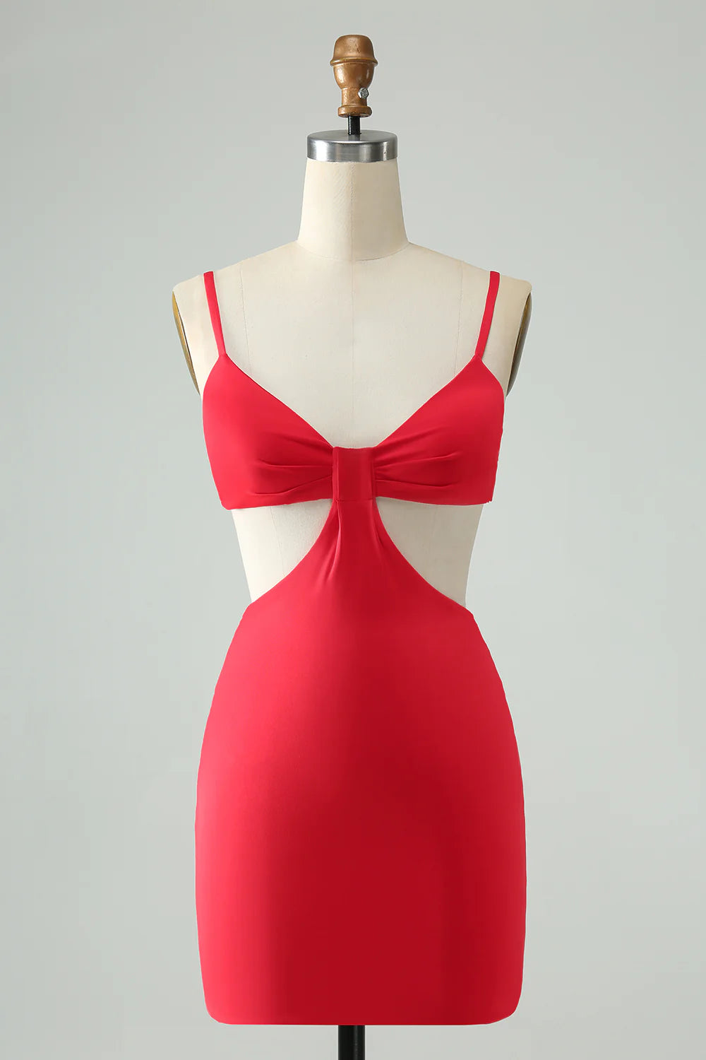 Amzcw Red Bodycon Spaghetti Straps Homecoming Dress with Hollow Out