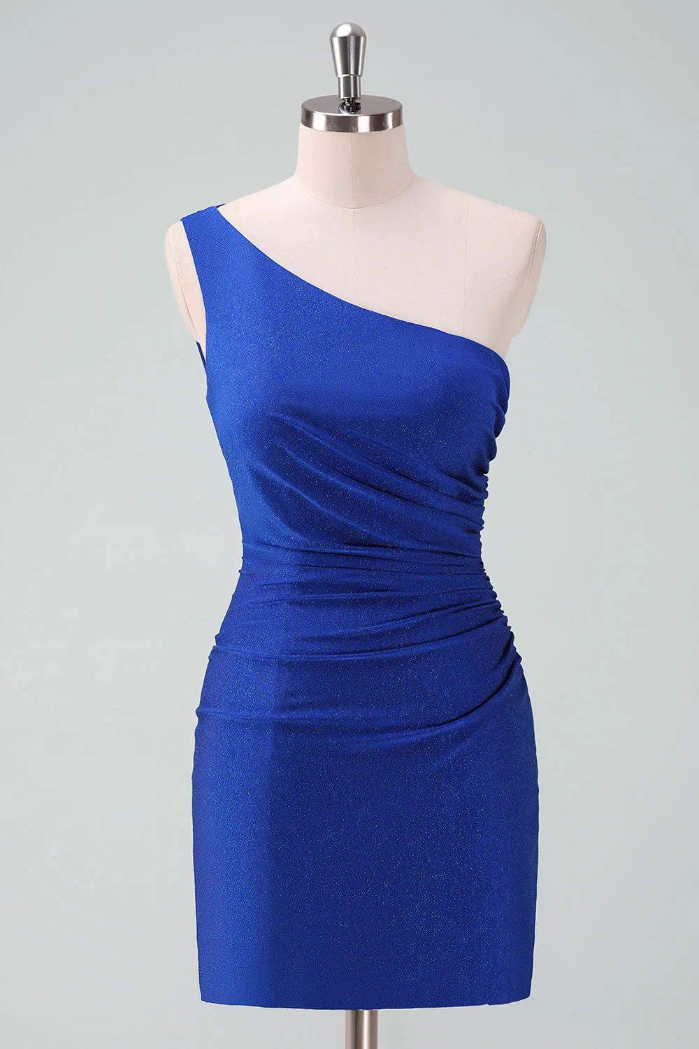 Amzcw Royal Blue One Shoulder Bodycon Ruched Short Homecoming Dress