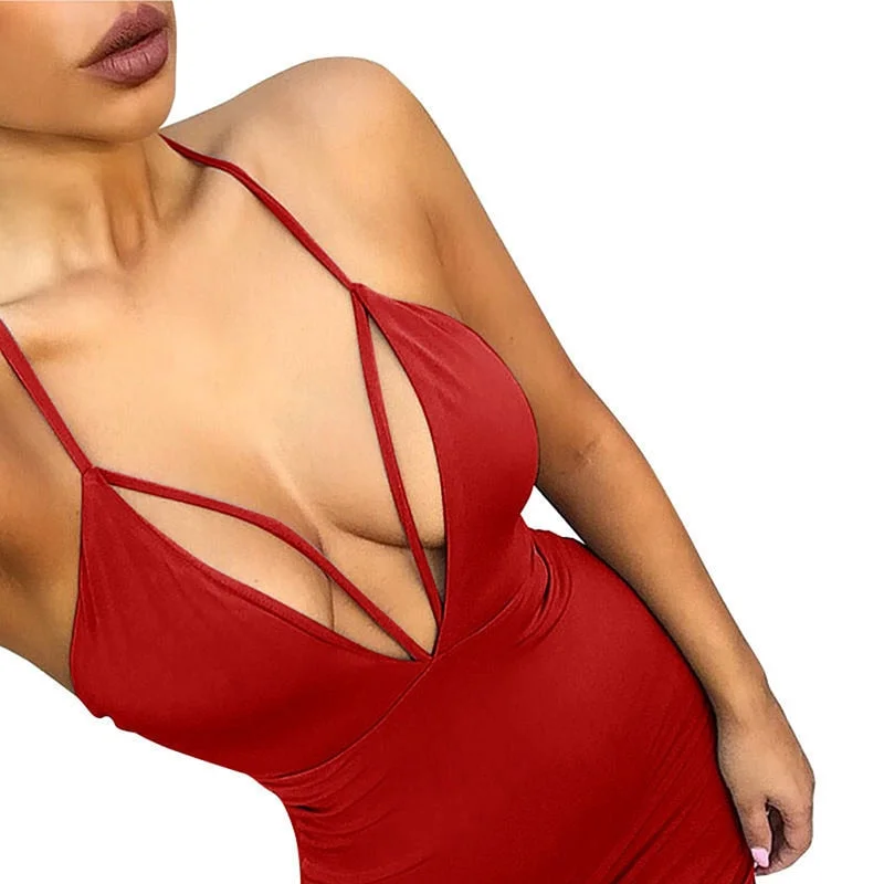 Sexy Clubwear Sleeveless Backless Lace-up Bodycon Dress