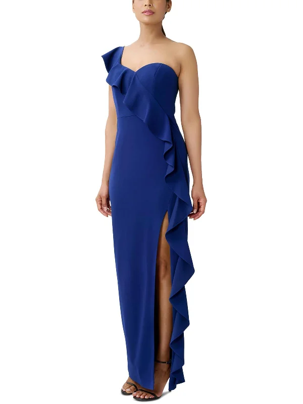 Womens Cascade Ruffle Polyester Evening Dress