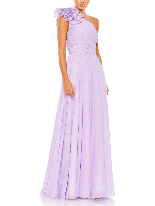 Womens Chiffon Foiled Evening Dress