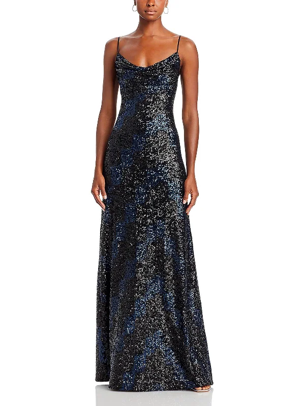 Womens Long Sequined Evening Dress