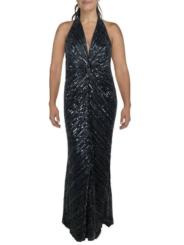 Womens Mesh Embellished Evening Dress