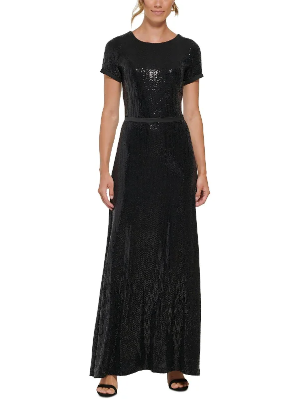 Womens Metallic Long Evening Dress