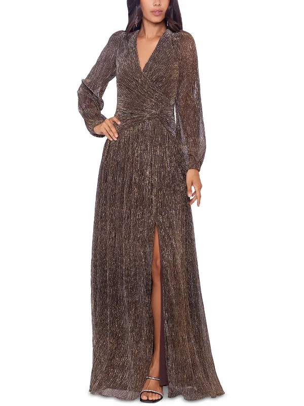 Womens Metallic Long Evening Dress