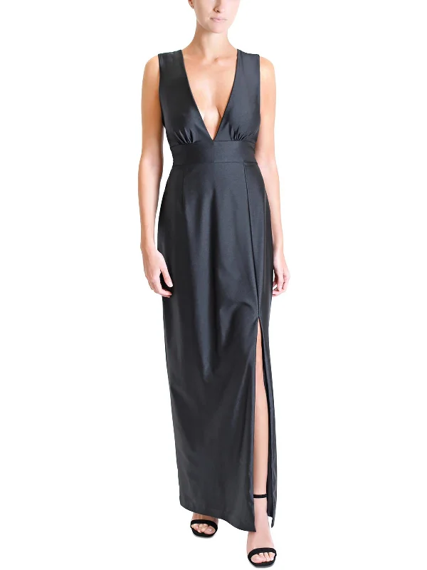 Womens Satin Long Evening Dress