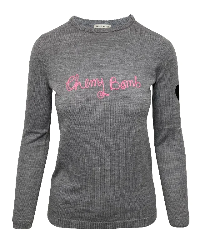 Bella Freud Cherry Bomb Sweater in Grey Wool