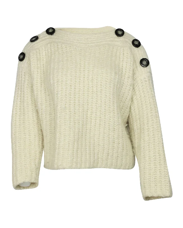 Isabel Marant Button-detail Sweater in White Wool