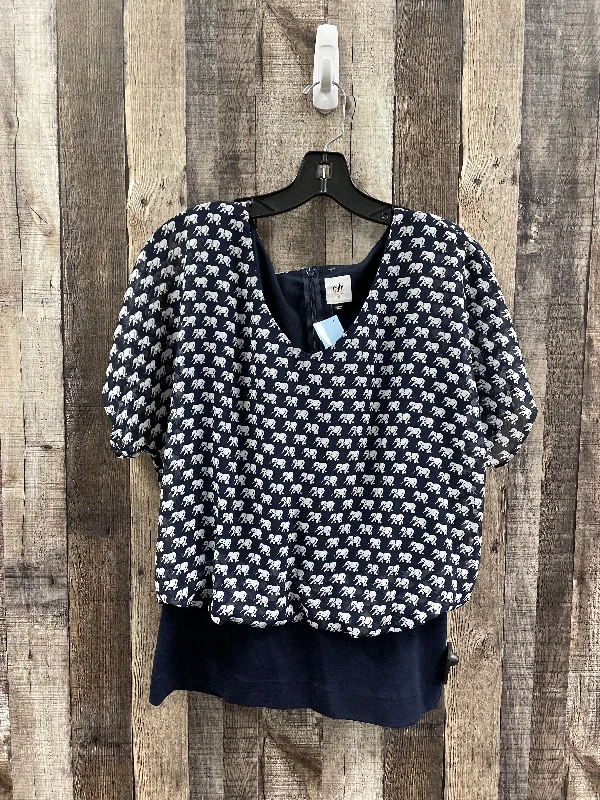 Top Short Sleeve By Cabi In Blue & White, Size: S