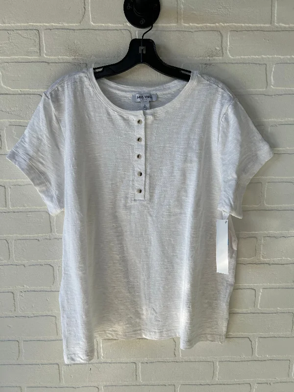 Top Short Sleeve By Nine West Apparel In White, Size: L